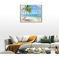 thumbnail image 5 of HFDF Beach Bathroom Wall Art Palm Tree Beach Coastal Pictures Wall Decor Blue Sea Canvas Patg Prt Tropical Ocean Nautical 3D Wdow View Decorations Artworks for Livg Room Bedroom 24x20inch Framed, 5 of 6