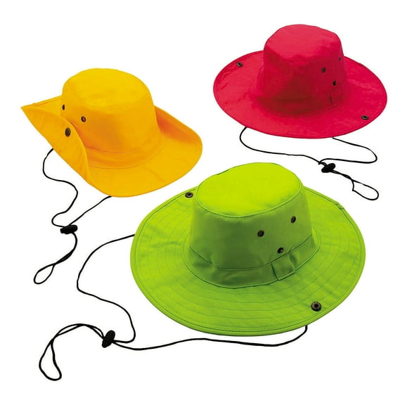 Fun Express 24" circ. Bright Color Polyester Sun Hats Assortment - 12 Pieces