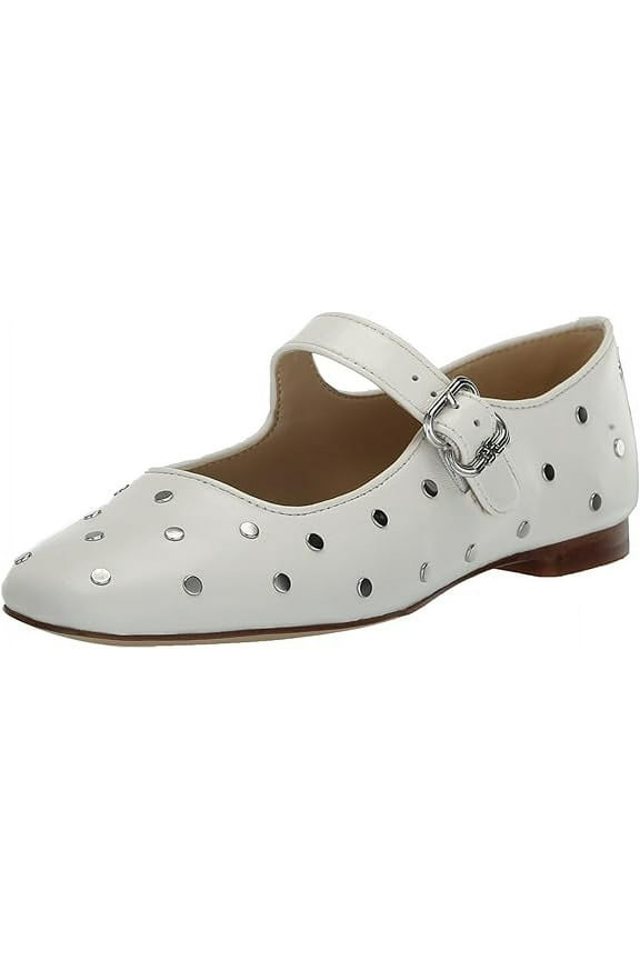 Women's Michaela Stud Mary Jane Flats Bright White 9.5M