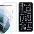thumbnail image 1 of Slim-Fit TPU Fashion Phone Case for Samsung Galaxy S22 5G, with Tempered Glass Screen Protector, by OneToughShield ® - Positive Words, 1 of 4
