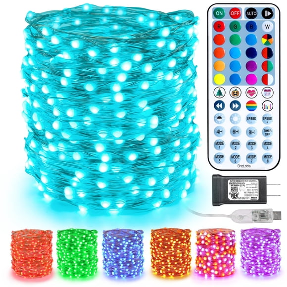 Guirnalda de luces navideñas BrizLabs de 66 pies y 200 LED RGB con control remoto