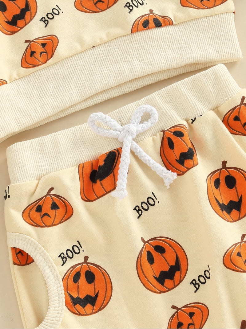 Tenue Bébé Garçon Halloween Citrouille Mignonne - Sweat + Pantalon Manches Longues - Automne/Hiver