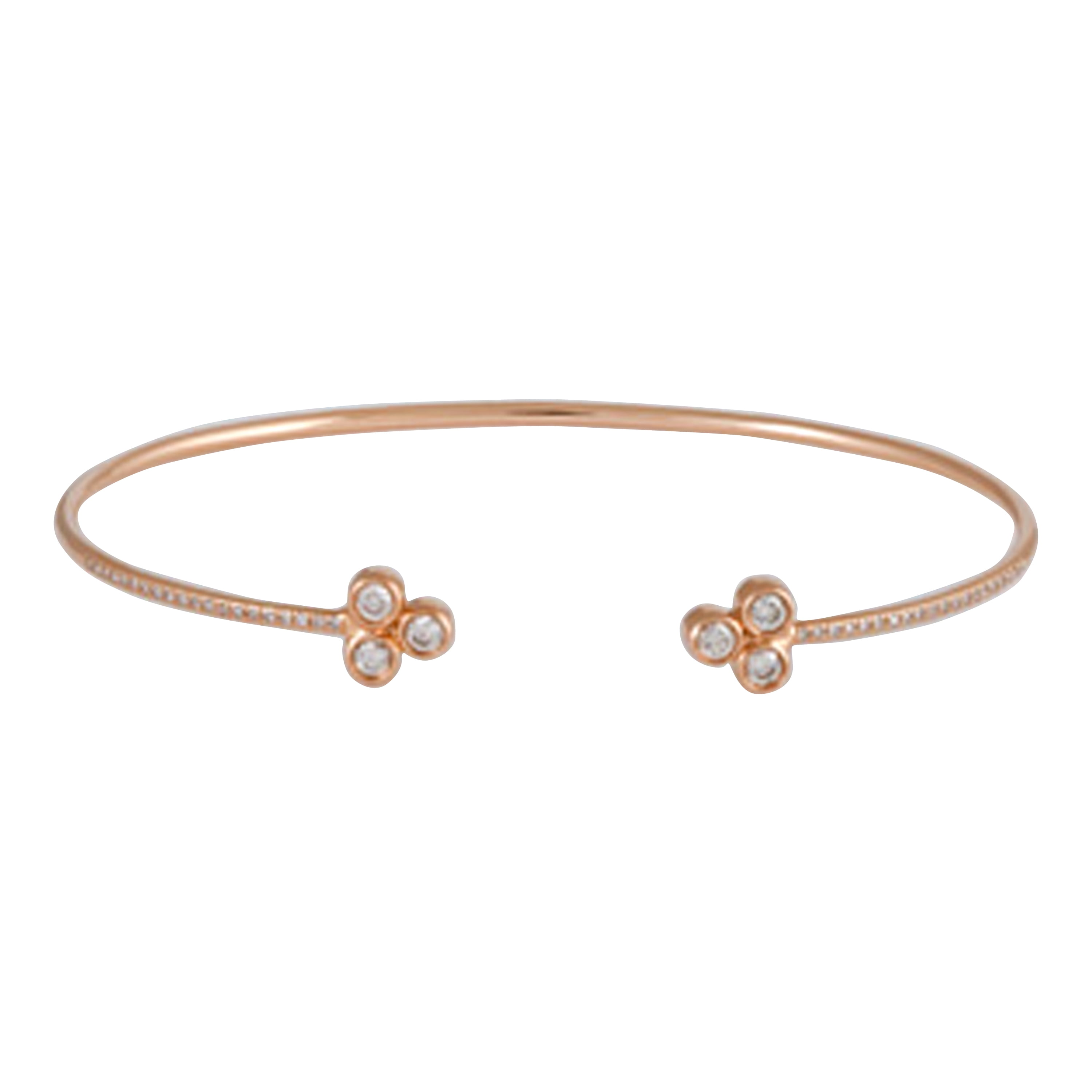 LCD - 14k Rose Gold Cuff Bangle Bracelet Hinged 0.25 Ct Genuine Diamond ...