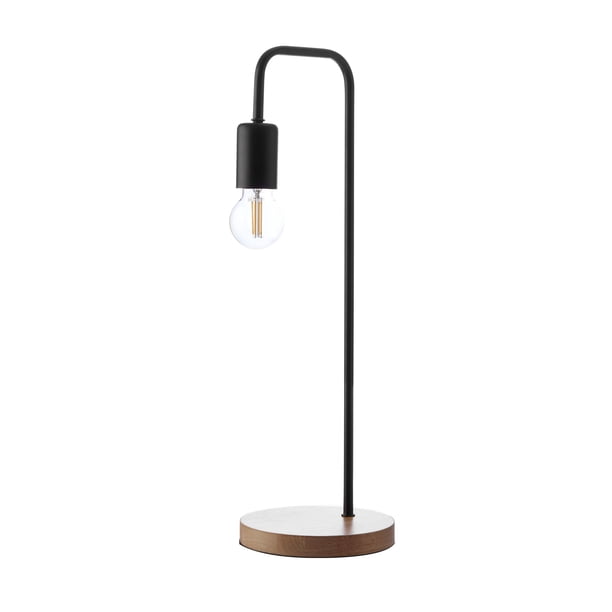 Lámpara de mesa Decolamp Moderna con base de madera y metal color negro estilo contemporáneo S3063T