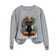 thumbnail image 6 of LangJing Halloween Spooky Season Sweatshirts Women Black Cat Pumpkin Graphic Long Sleeve Shirt Oversized Pullover Fall Tops Gray,XXL, 6 of 7