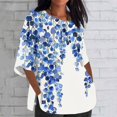 thumbnail image 2 of BangWanChi 3/4 Length Sleeve Womens Tops Plus Size Tunic Women's Ladies Fashion Casual Cropped 3/4 Sleeve Printing Cotton Loose Shirt Blouse Top, 2 of 5