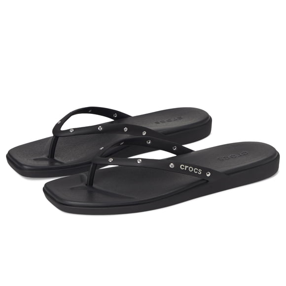 Sandalias Crocs Miami para Mujer, Hawaianas Negras con Tachuelas Talle 9 M