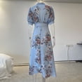 thumbnail image 5 of DHFJKG Women's Floral Printed V Neck Short Sleeve Comfortable Casual Dress For Daily Wear Stylish Flowy Midi Dress Summer Vacation Sundress Plus Size Elegant Classy Wedding Guest, 5 of 9