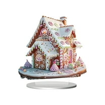 BinKFF 3D Acrylic Christmas Desktop Decoration Gingerbread House Christmas Village Collectible Buildings Figurines Acrylic Shop House for Holiday Xmas Decor Gift