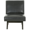 thumbnail image 4 of SAFAVIEH Couture Deasha Modern Vegan Leather Solid Accent Chair, Black/Walnut, 4 of 8
