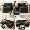 thumbnail image 4 of Bigsyy 3 - Seat Sectional Sofa Couch, Comfy Cloud Style, Deep Seat, Sleeper Function with Throw Pillows. Ideal for Adult - Occupied Living Rooms, Modern Design, Cozy Chenille, Black, 4 of 8
