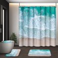 thumbnail image 4 of 4PC Shower Curtain Set with Rugs, Summer Beach Bathroom Set with Non-Slip Rug, Toilet Lid Cover, Bath Mat and 12 Hooks 72x72 inches, 4 of 7