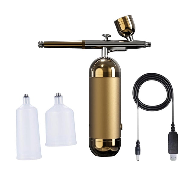 Mini juego de aerógrafo con compresor USB para decoración de uñas, zapatos de bricolaje, decoración de pasteles Oro Zulema Aerógrafo de mano