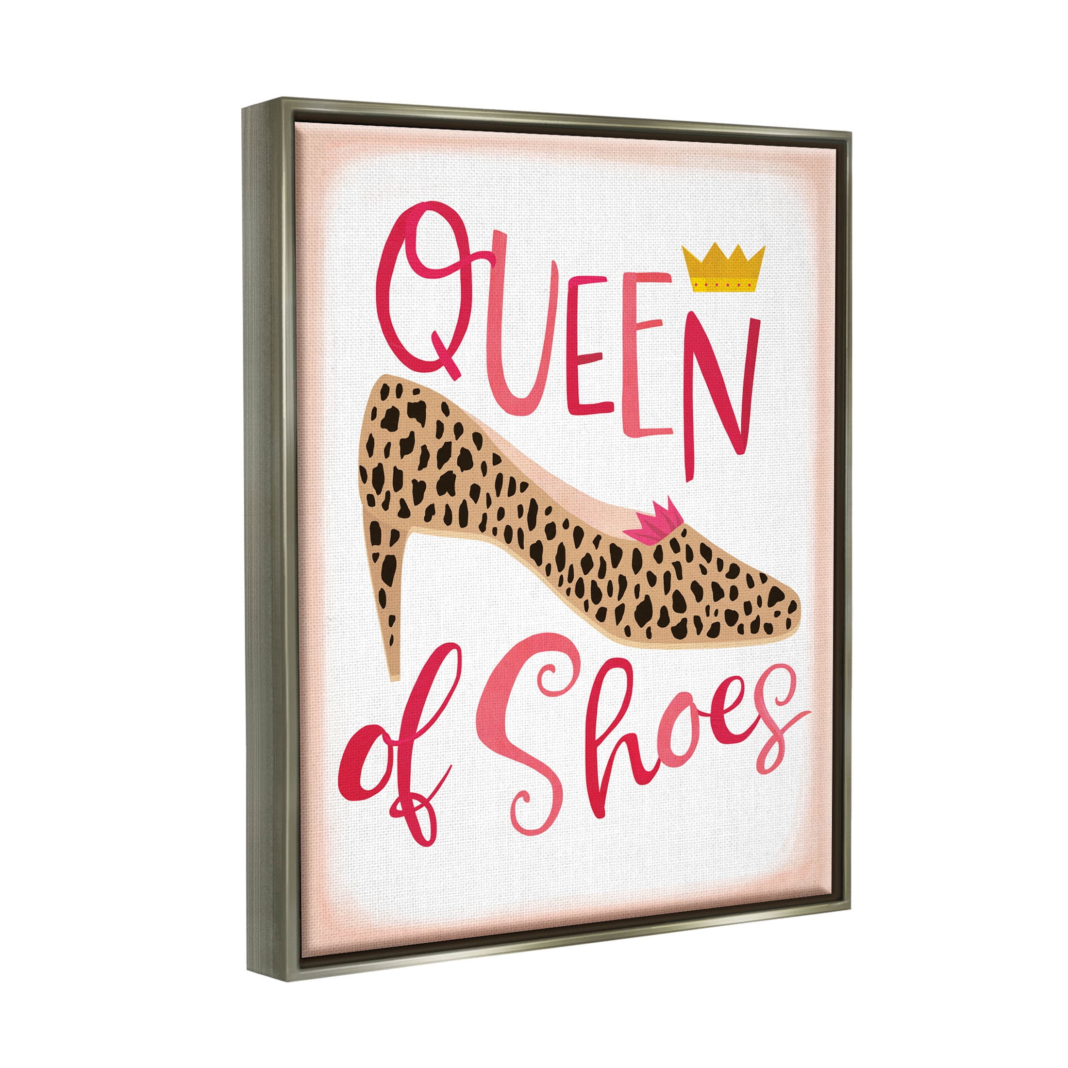 Queen Of Shoes Leopard Pattern Beauty & Fashion Graphic Art Luster Gray Framed Art Print Wall Art