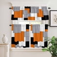 thumbnail image 6 of Abstract Art Curtain Valances Set Orange Black Gray Splice Kitchen Curtains 36&nbsp;inch Length Rod Pocket Valance and Tiers 3 Piece Set Small Bedroom Bathroom Laundry Decor, 6 of 9