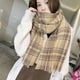 thumbnail image 5 of Bufandas suaves y cálidas de invierno para mujer, bufandas grandes con tacto de cachemira, ponchos clásicos a cuadros de color camello, chales largos de rejilla, 5 of 5