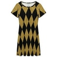 thumbnail image 3 of Black And Gold Harlequin Sundress Short Sleeve Dress Summer Women Clothes Dress for Women Dresses, 3 of 7