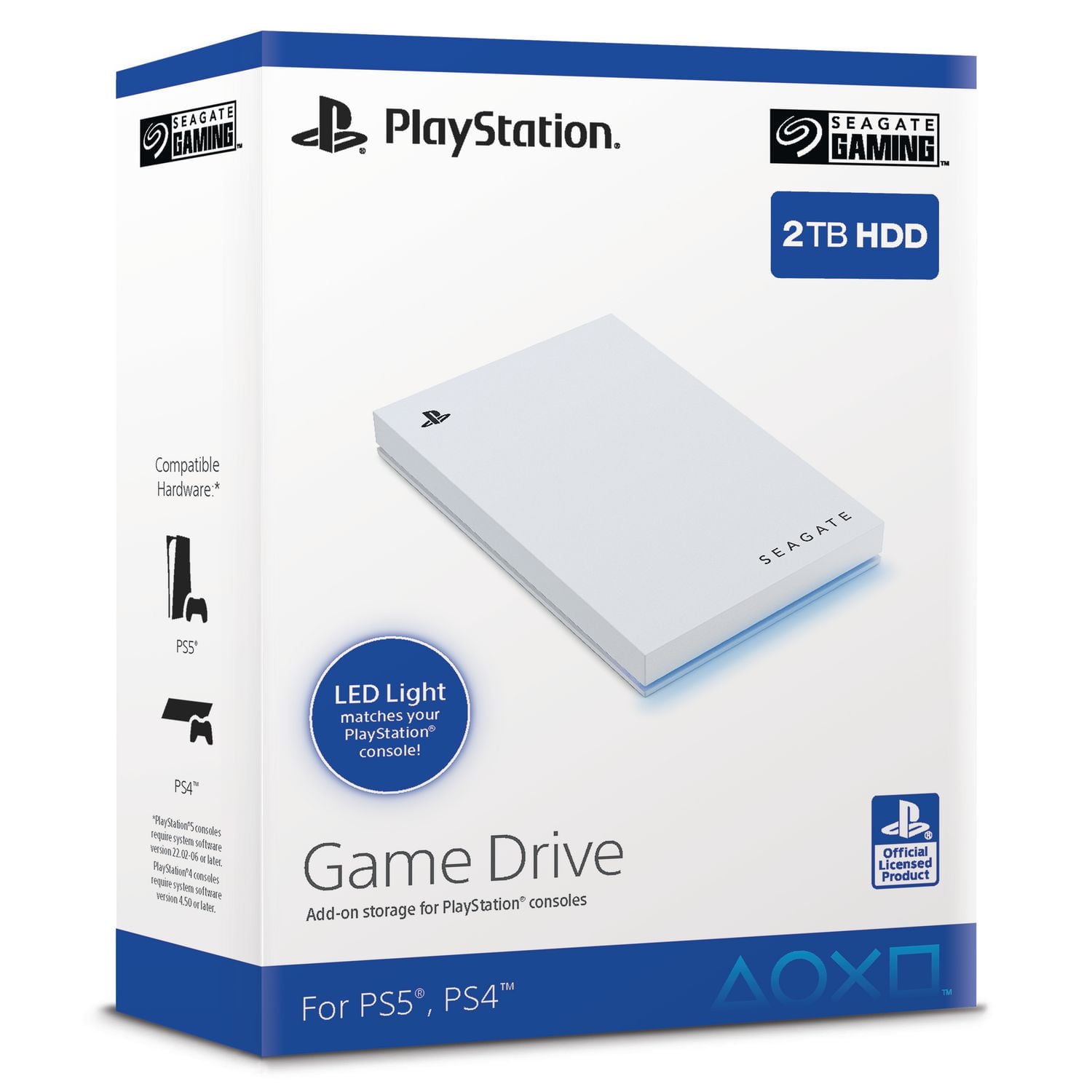 Seagate Game Drive for PS5 2 TB External HDD - USB 3.0, Officially Licensed, Blue LED (STLV2000302), Seagate 2TB Game Drive