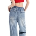 thumbnail image 4 of ManxiVoo Women's Classic Straight Leg Jeans High Waisted Comfort Fit Denim Pants with Stretch for Daily Wear XXXL Size Blue, 4 of 5