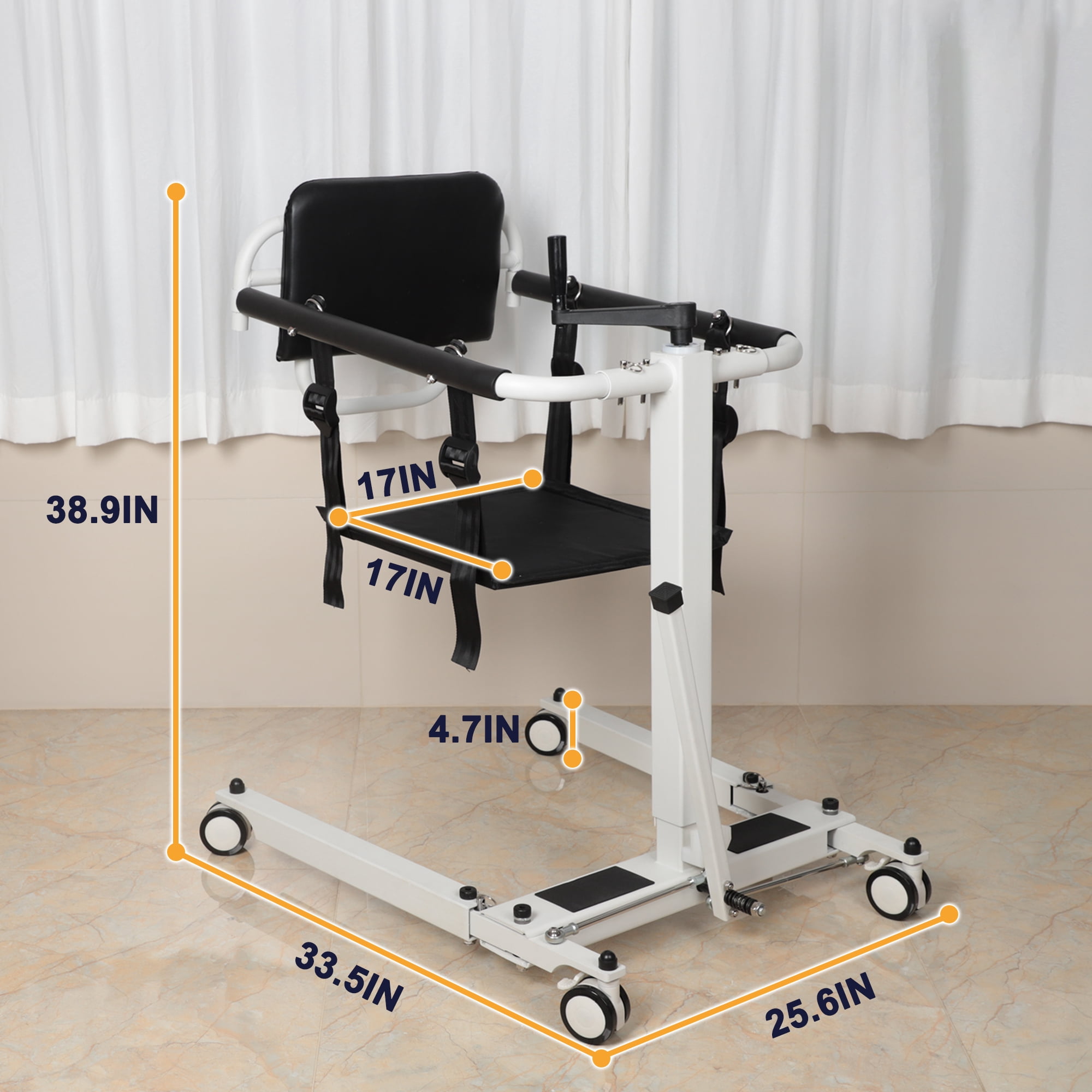 Patient Lift Transfer Chair, Foldable Patient Lift for Home Portable Lift Wheelchair for Car, Patient Lift Aid for Seniors Elderly/Disabled, Height Adjustable, with 2 Cushions