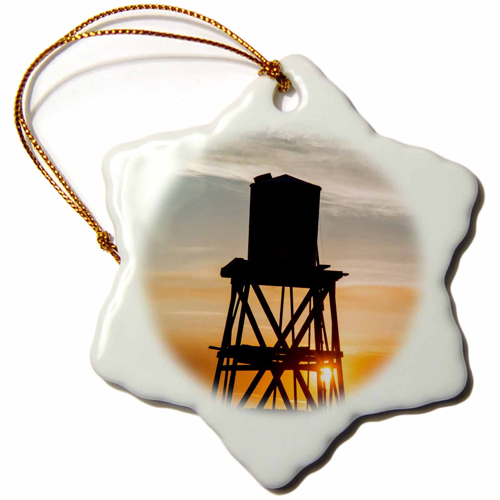 3dRose California, old wooden water tower against the sunset