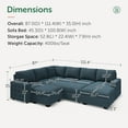 thumbnail image 2 of Marrber Blue Extra Large Convertible Sectional Sofa with Pull Out Bed, Storage and Ottoman, Corduroy Tufted, 2 of 9