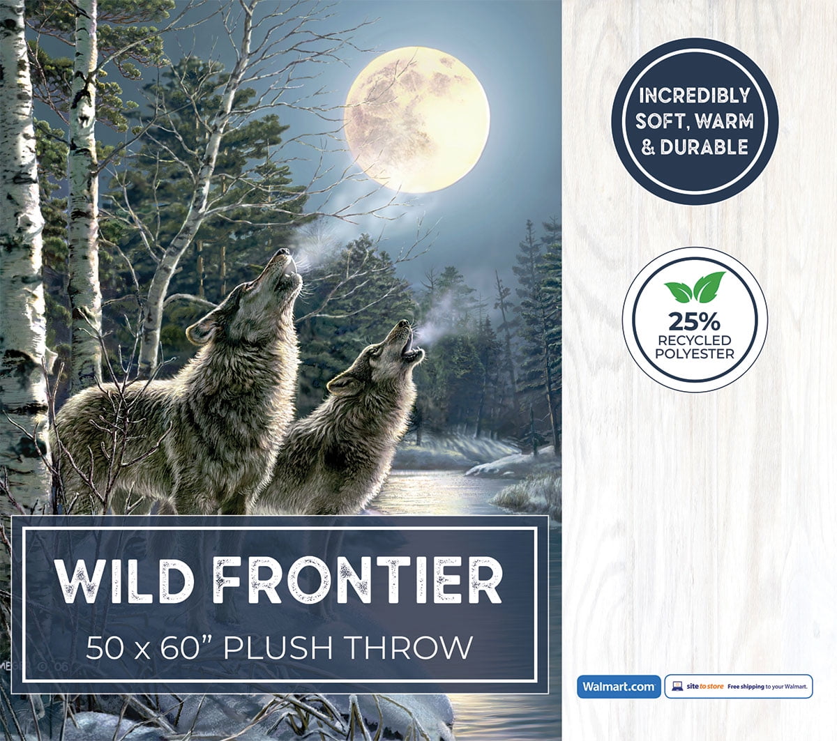 Wild Frontier Wilderness Plush Wolves Throw - 50 x 60