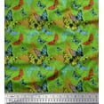 thumbnail image 1 of Soimoi Green Cotton Poplin Fabric Colorful Butterfly Print Fabric by Yard 56 Inch Wide, 1 of 3