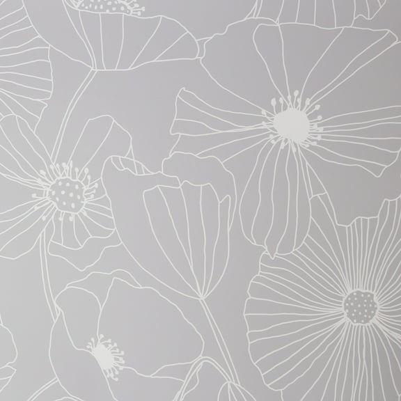 Graham & Brown Linear Floral Grey Wallpaper - N/A