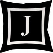 IDG Classic Block Monogram Decorative Pillow - Black