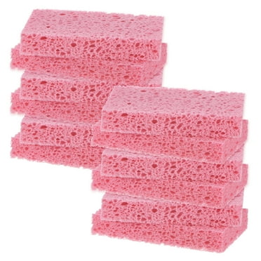 Uxcell 12-Pack Kitchen Sponges, Condense Eco Cellulose Non-Scratch Scrub Heavy Sponge Clean Tough Messes Dish Scrubber [Pink]