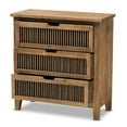 thumbnail image 2 of Baxton Studio Commode à Barreaux en Bois à 3 Tiroirs, Fini Chêne Moyen Clement, 2 of 9