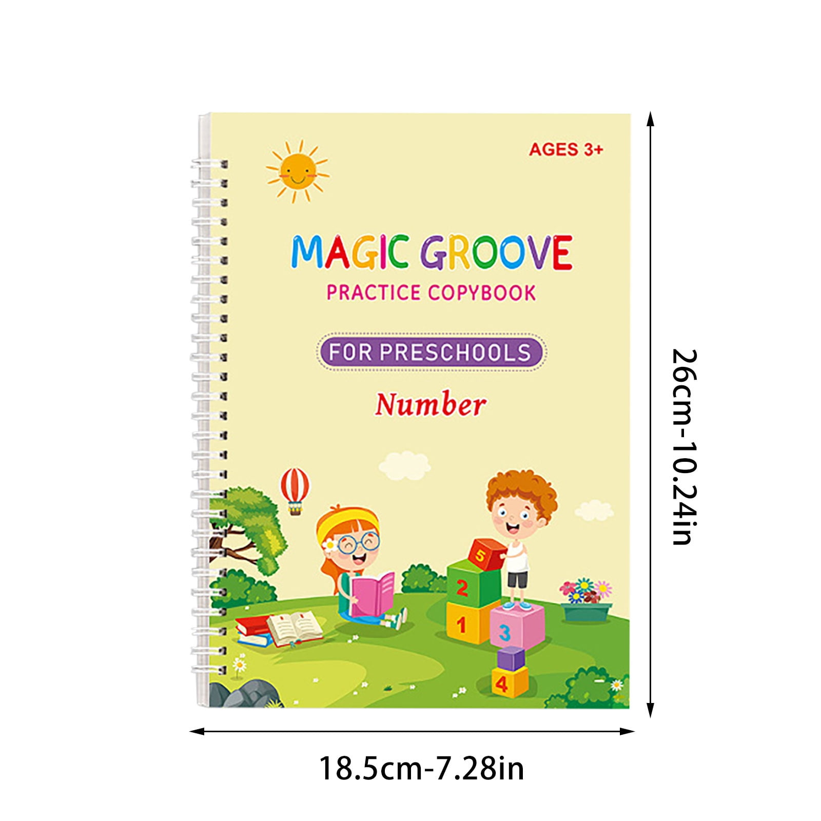 BYFWH Magic Practice Copybook Set for Kids,Reusable Grooved  Handwriting Book for Preschool Kids Age 3-8 Calligraphy with a Storage Bag  (Inches, 5.24 * 7.17) : Office Products