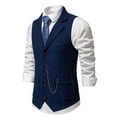 thumbnail image 3 of Mens Dress Suit Vests with Pockets 2025 Sleeveless Slim-Fit Waistcoats Button-Down Collared Solid Color Business Work Wedding Vest, 3 of 8