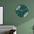 thumbnail image 4 of Reloj de pared decorativo con patrón de mármol, redondo, analógico, silencioso, sin tictac. Verde, 4 of 6