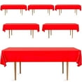 thumbnail image 5 of DecorRack 6 Pack Plastic Tablecloths, 54 x 108 inch Rectangular Disposable Table Covers for Parties, Events, Indoor Outdoor Use, Red (6 Count), 5 of 7
