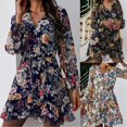 thumbnail image 2 of Dress, Women Long Puff Sleeve Floral Print Spring Waist Tight Mini for Party, 2 of 8
