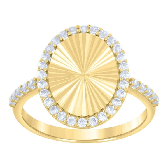 10kt Real Yellow Gold Womens Cubic-Zirconia Oval Fashion Ring