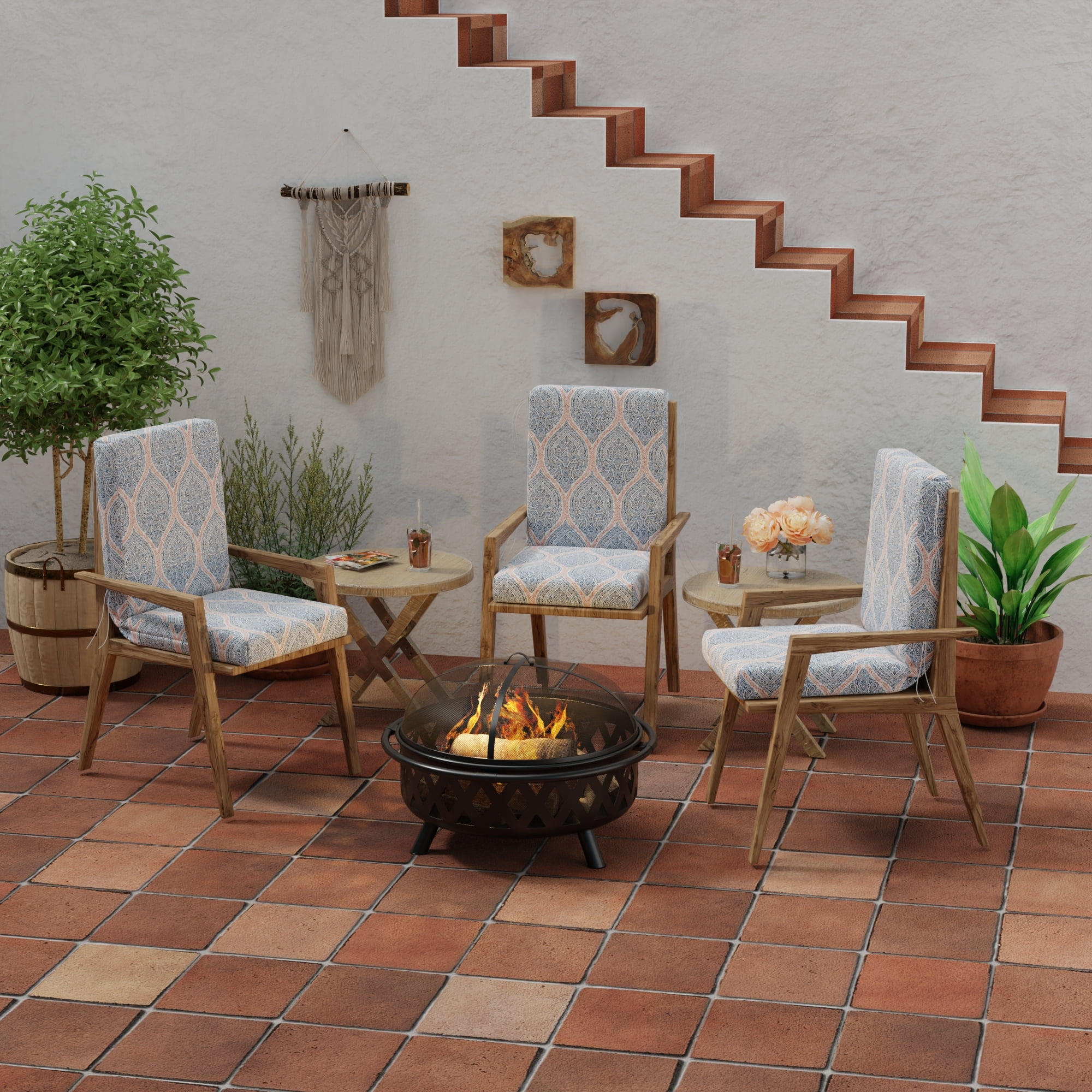 Jordan Manufacturing 44" x 22" Rectangular Outdoor Chair Cushion with Ties