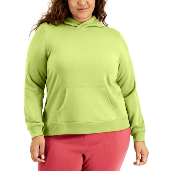 Ideology Women's Plus Size Pullover Hoodie Barbell Yellow 1X