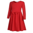 thumbnail image 5 of Arshiner Girls Long Sleeve Dress A line Twirly Skater Casual Bow Tie Dress, 5 of 9
