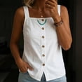 thumbnail image 2 of Cotton Linen Camisole Women Square Neck Sleeveless Cami Tops Summer Casual Daily Tank Top, 2 of 7