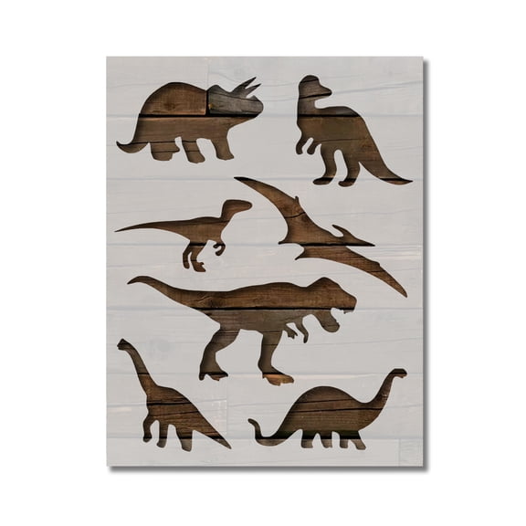 Dinosaur Stencil T Rex Raptor Template Reusable 8.5 x 11 for Painting on Walls, Wood, Etc. By Stencilville