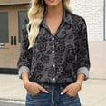 thumbnail image 2 of Aoiroe Button Down Shirts for Women,Women Tunic Tops Long Sleeve Work Office Silky Blouse Top Womens Long Sleeve T Shirts Loose Fit Work Blouses Dressy Tops for Women Black 4XL, 2 of 9