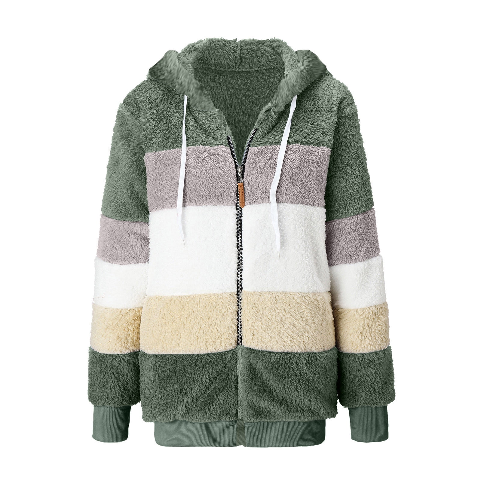 Oelaio Women Fuzzy Jackets Full Zip Hooded Sweatshirt Coat