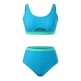 thumbnail image 6 of Sngxgn Women's Bikini Sets High Neck Print High Waisted Two Pieces Swimsuits Bathing Suits(Blue,S), 6 of 7