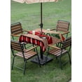 thumbnail image 3 of Outdoor Tablecloth with Umbrella Hole and Zipper, Red Truck Christmas Square Table Cloth 54x54 Inch Waterproof Tablecloth, Plaid Xmas Tree Snowflake Vintage Picnic Table Cover for Patio Camping, 3 of 7