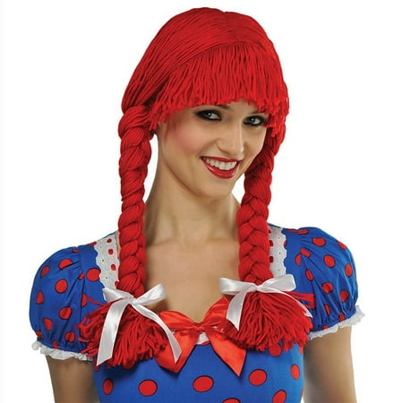 Braided Rag Doll Wig Adult Costume Accessory