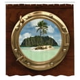thumbnail image 3 of Ambesonne Tropic Shower Curtain, View of Deserted Island, 69"Wx75"L, Brown Yellow Green, 3 of 5