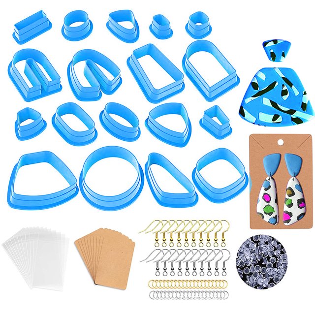 Speravity Paquete de 118 juego de rebanadoras de arcilla, accesorios para niños, dispositivo rebanador, molde para pendientes de plástico, Kits y herramientas para tallar Azul